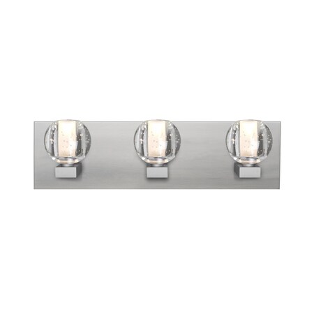 Besa Lighting Boca Vanity, Clear Bubble, Satin Nickel Finish, 3x3W LED 3WF-BOCABB-LED-SN